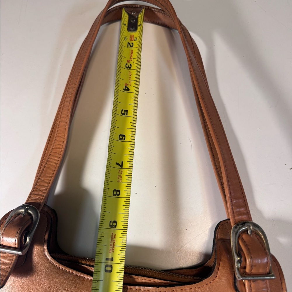 Vintage Supple Tan Retro 1970s Leather BOHO Shoulder Bag Purse NICE - Picture 12 of 16